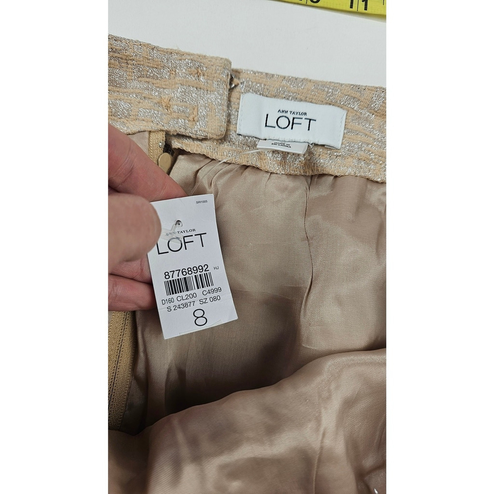 Loft Jacquard Gold Silver Mini Skirt Size 8 - Picture 6 of 9
